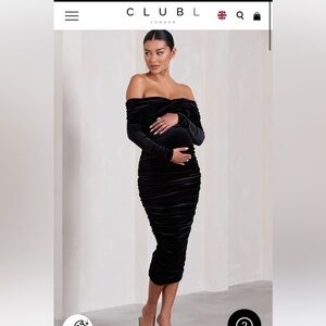 Club L London velvet Black maternity dress NWT